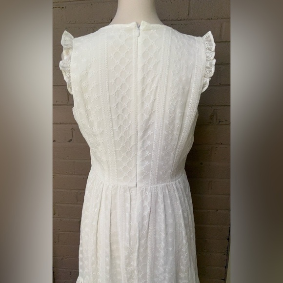 Calvin Klein white eyelet lace midi dress 8 - Picture 7 of 12
